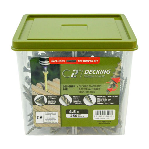 Picture of C2 4.5mm x 75mm Green TX20 Decking Screws (Box of 250)