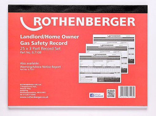 Picture of Rothenberger 3-Part Gas Safety Certificate Pad