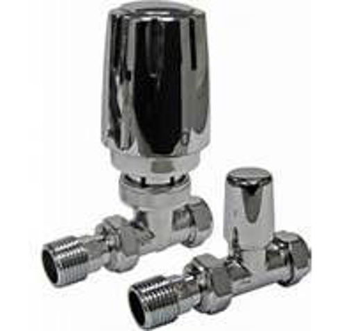 Picture of ERES 15mm Straight Chrome Thermostatic Radiator Valve with Lockshield