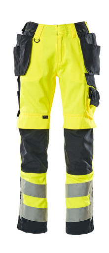 Picture of Mascot Safe Supreme Trousers With Holster Pockets Hi-Vis Cordura Yellow/Dark Navy