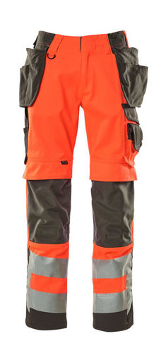 Picture of Mascot Safe Supreme Trousers With Holster Pockets Hi-Vis Cordura Red/Dark Anthracite