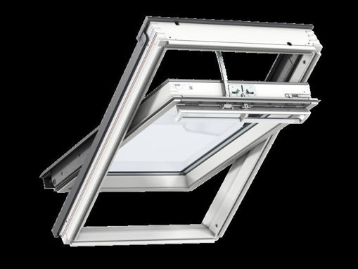 Picture of Velux White Painted INTEGRA Solar Electric Centre Pivot Window with Triple Glazed Rain Noise Reduction - 1140mm